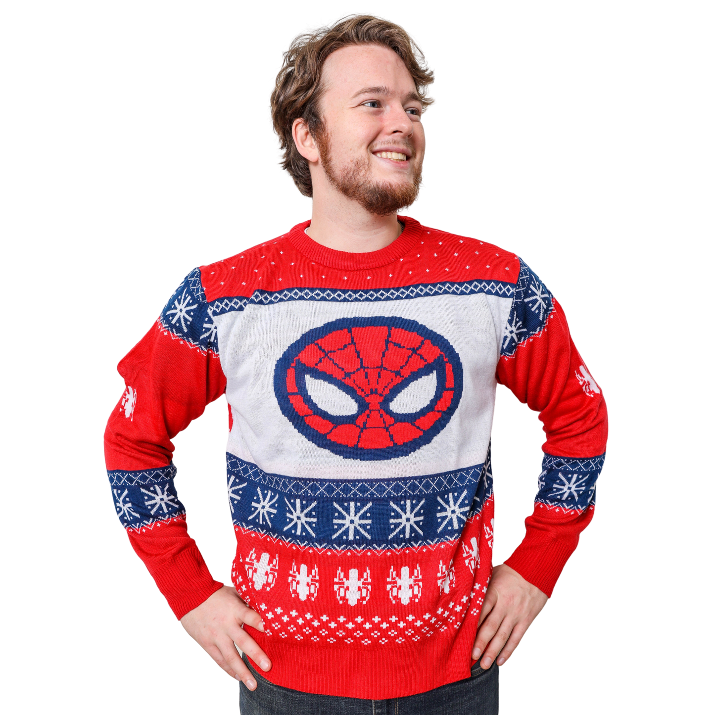 Marvel Spider-Man Symbol Offcially Licesned Adult Holiday Ugly Christmas Sweater