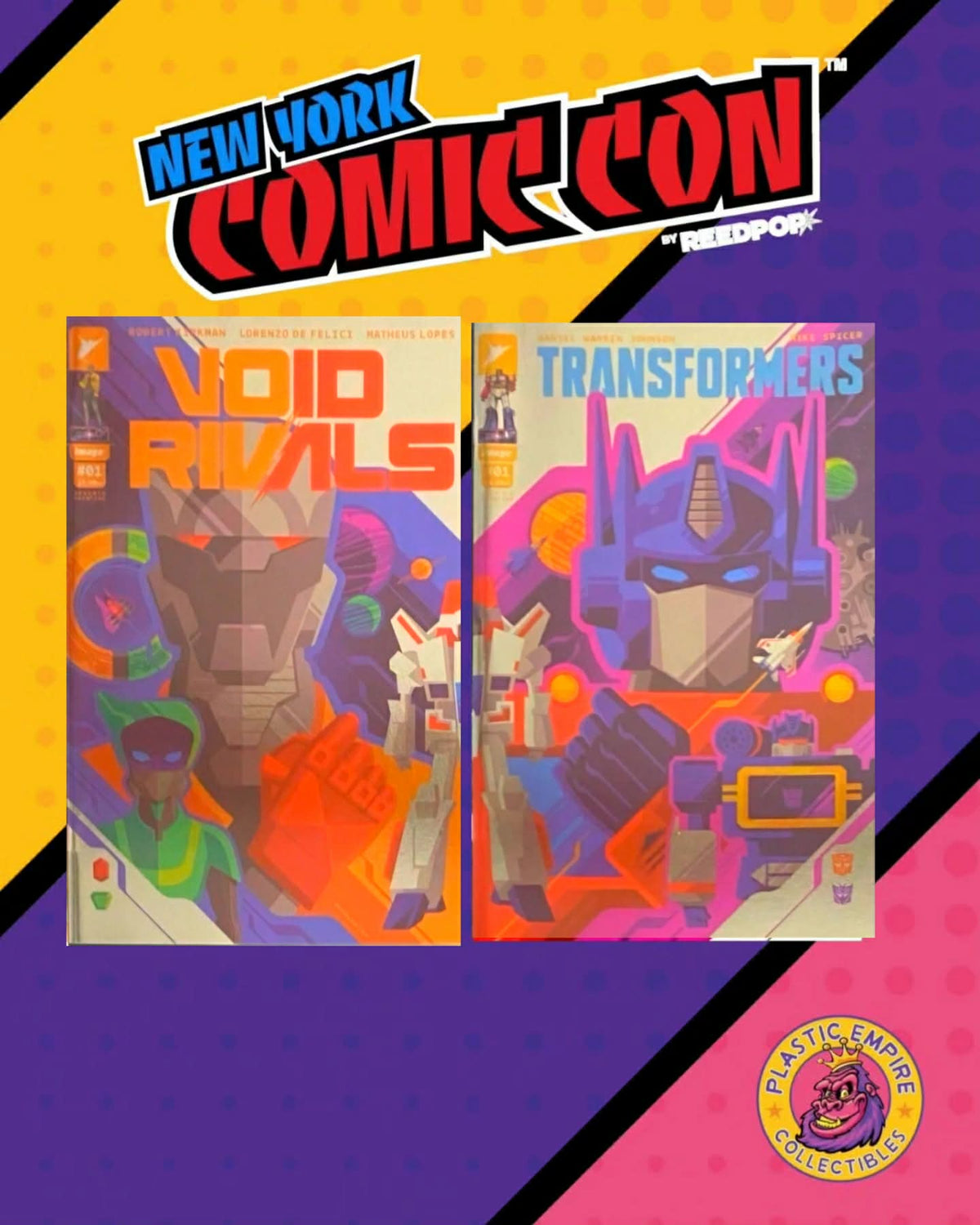 NYCC 2026 Exclusive Guaranteed Autograph Transformers & Void Rivals Comic Foil Set Cover by Tom Whalen