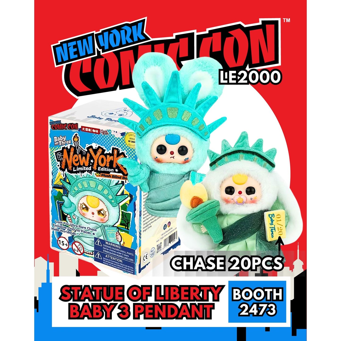 NYCC 2025 Baby Three Statue of Liberty Blind Box LE 2000 w/ Chance of Chase LE 20