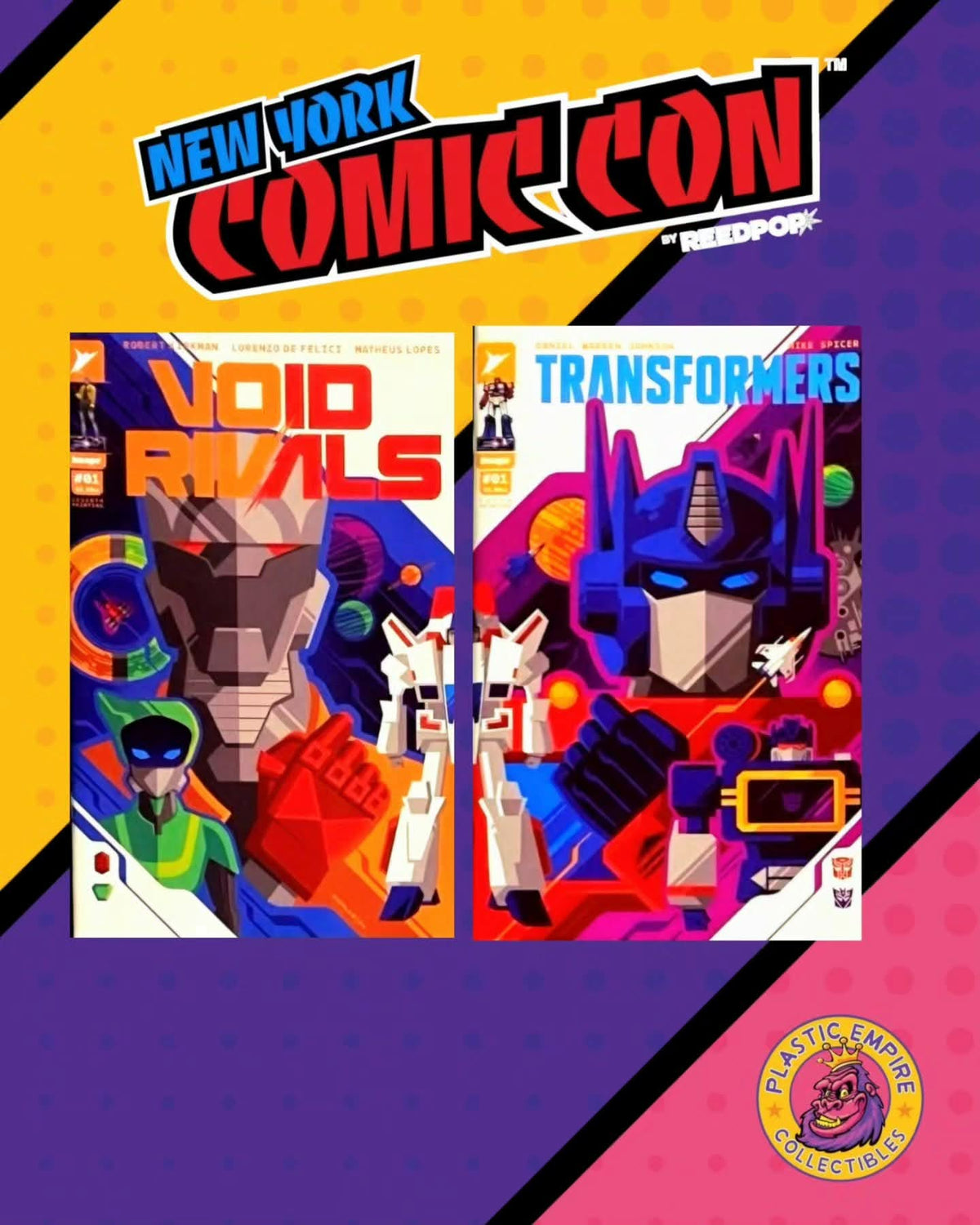 NYCC 2026 Exclusive Guaranteed Autograph Transformers & Void Rivals Comic Trade Set Cover by Tom Whalen
