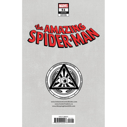 AMAZING SPIDER-MAN #51 UNKNOWN COMICS GERALD PAREL EXCLUSIVE VIRGIN VAR (06/05/2024)