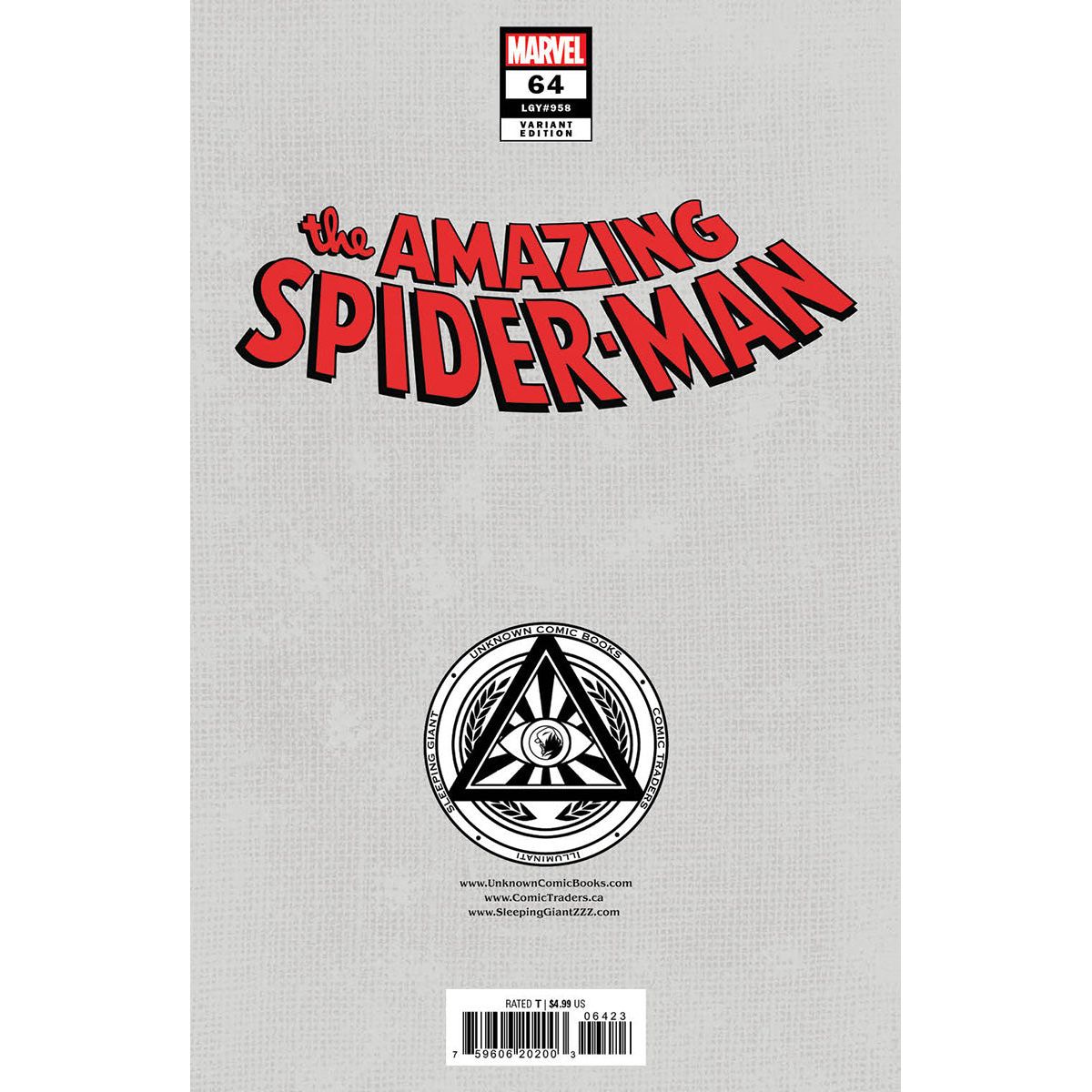 Amazing Spider-Man #64 Unknown Comics Kaare Andrews Connecting Cover Exclusive Var (12/25/2024)
