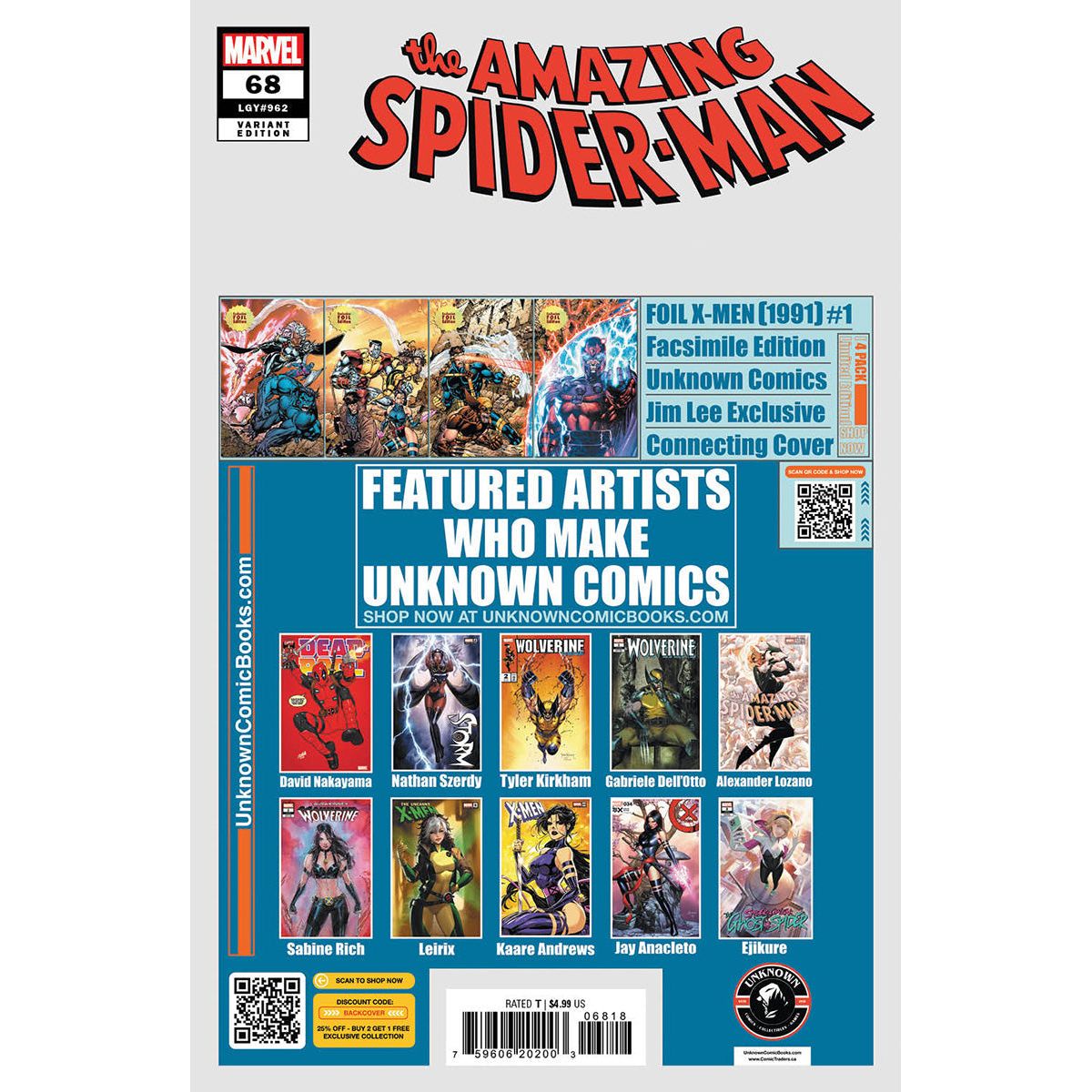 Amazing Spider-Man #68 Unknown Comics Exclusive Mateus Manhanini Virgin Var (02/26/2025)