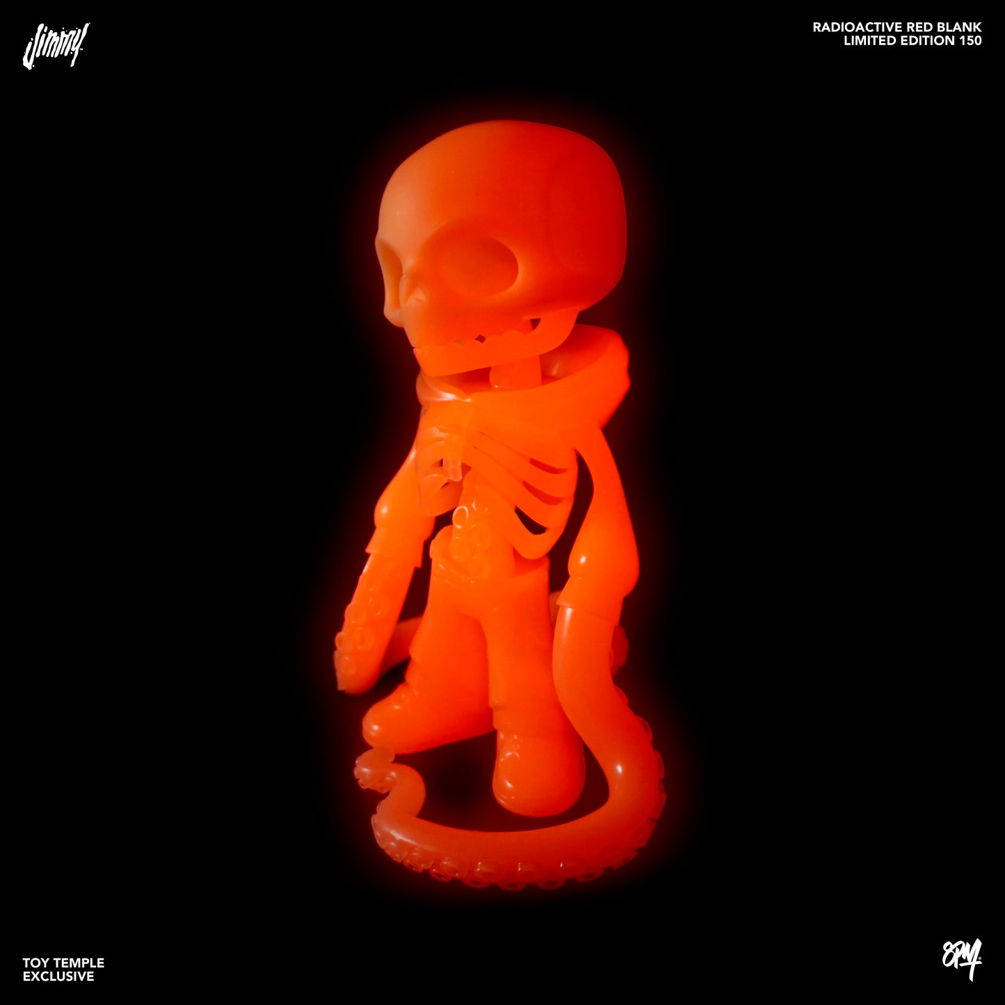 JIMMY VINYL 8" RADIOACTIVE RED BLANK COLORWAY BY 8PM TOY TEMPLE EXCLUSIVE FIGURE