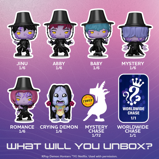 Funko Pop! Mystery K-Pop Demon Hunters blind box featuring collectible figure from Plastic Empire in vibrant packaging.