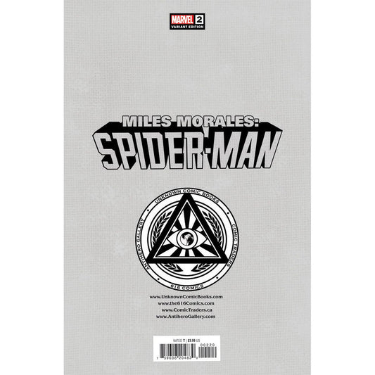 MILES MORALES: SPIDER-MAN #2 UNKNOWN COMICS BEN HARVEY EXCLUSIVE VIRGIN VAR (01/11/2023) - Plastic Empire