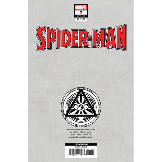 SPIDER-MAN #7 2ND PRINTING UNKNOWN COMICS NICOLETTA BALDARI EXCLUSIVE VIRGIN VAR (05/17/2023) - Plastic Empire