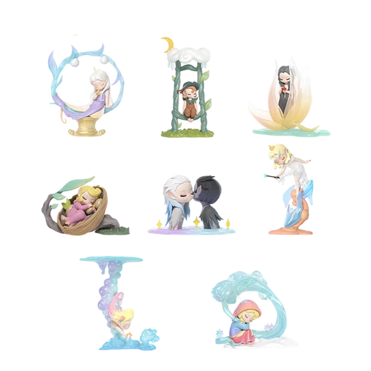 Set of small figurines on a white background