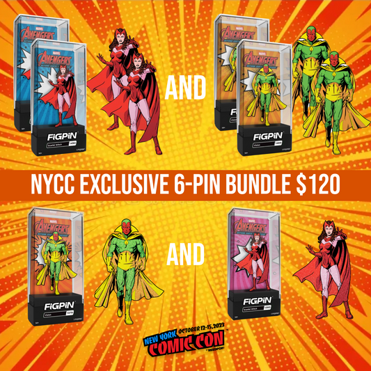NYCC 2023 FIGPIN VISION & SCARLETT WITCH 6 PIN BUNDLE FIGPIN W/ (2) GUARANTEED GLITTER CHASES IN STOCK