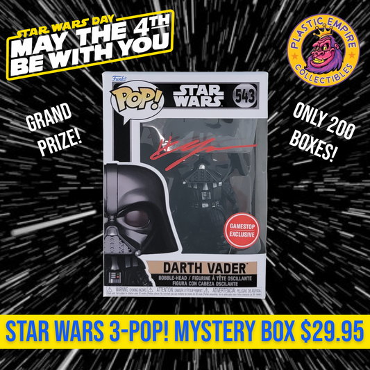 Star Wars Funko Pop! 3-Pack Mystery Box w/ Hayden Christensen Signed Darth Vader GRAND PRIZE May the 4th SALE