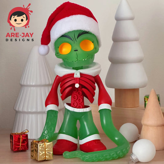 Jimmy Vinyl 8" Santa Grinch Colorway CHANCE of GLOW CHASE By Are-Jay Designs Customs Plastic Empire Exclusive Figure Limited Edition 10 & LE 5 Glow Chase