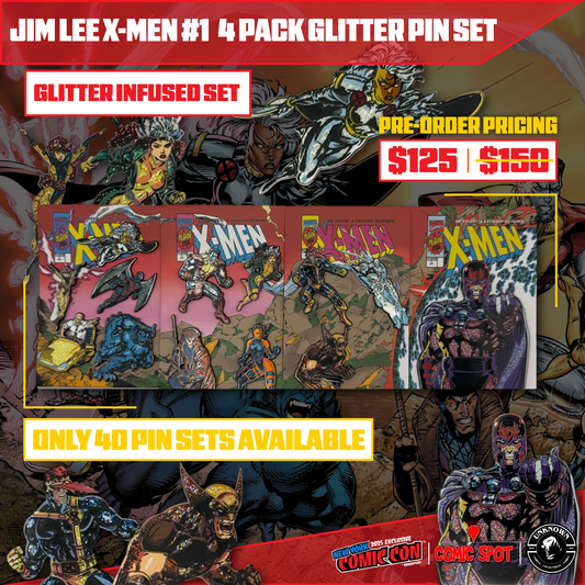 Jim Lee X-Men #1 4 Pack Exclusive Enamel GLITTER ✨ NYCC EXCLUSIVE Pin Set Only 250 Made (10/22/2025)