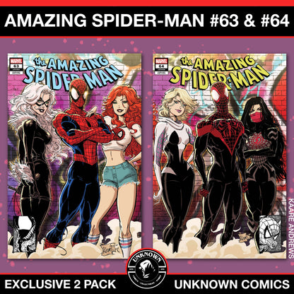 [2 Pack] Amazing Spider-Man #63-#64 Unknown Comics Kaare Andrews Connecting Covers Exclusive Var (12/25/2024)