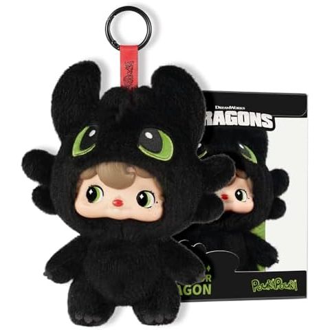 52Toys PoukaPouka x Toothless How to Train Your Dragon- Night Fury Vinyl Face Plush Toy