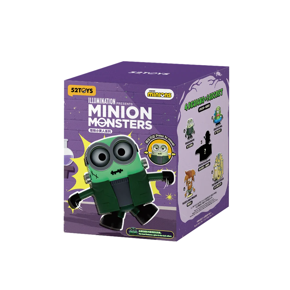52Toys Minions Monsters Series blind box by Plastic Empire, featuring a colorful, collectible Minions-themed surprise figure inside.