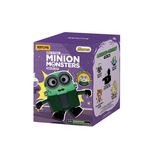52Toys Minions Monsters Series blind box by Plastic Empire, featuring a colorful, collectible Minions-themed surprise figure inside.