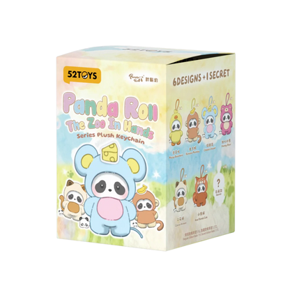Plastic Empire 52Toys Panda Roll plush keychain from the Zoo in Hands Series, shown as a single blind box collectible.
