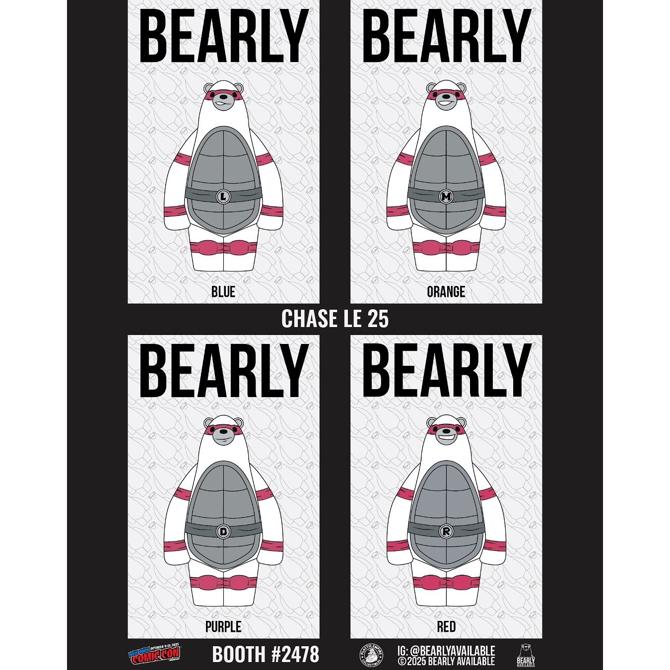 NYCC 2025 Bearly Available Turtle Shells Pin Set (4) Plastic Empire Exclusive LE 75 w/ Chance of LE 25 Chase