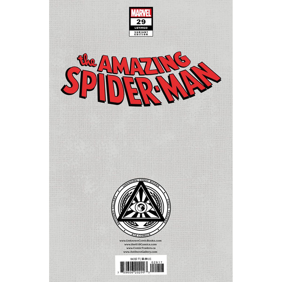 [Signed by Nathan Szerdy] AMAZING SPIDER-MAN #29 UNKNOWN COMICS NATHAN SZERDY EXCLUSIVE VIRGIN VAR [IN STOCK]