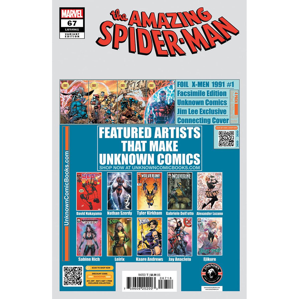 Amazing Spider-man #67 Unknown Comic Alexander Lozano Exclusive Virgin Var (02/12/2025)
