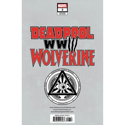 DEADPOOL & WOLVERINE: WWIII #3 UNKNOWN COMICS TYLER KIRKHAM VIRGIN EXCLUSIVE  VAR (07/24/2024)