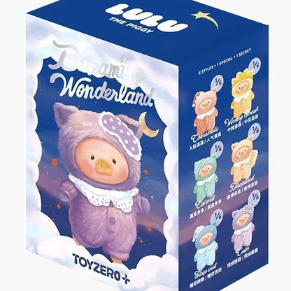 Toy box with cartoon pig character and 'Lulu the Piggy' branding