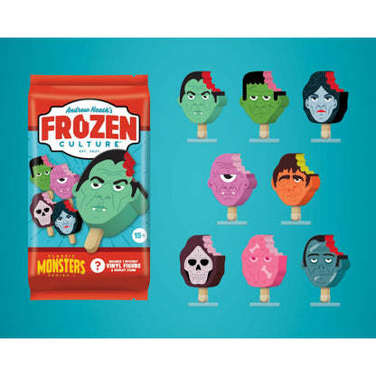 Limited edition Classic Monsters single figure from Plastic Empire's Frozen Culture series 1 in packaging, featuring iconic horror characters.