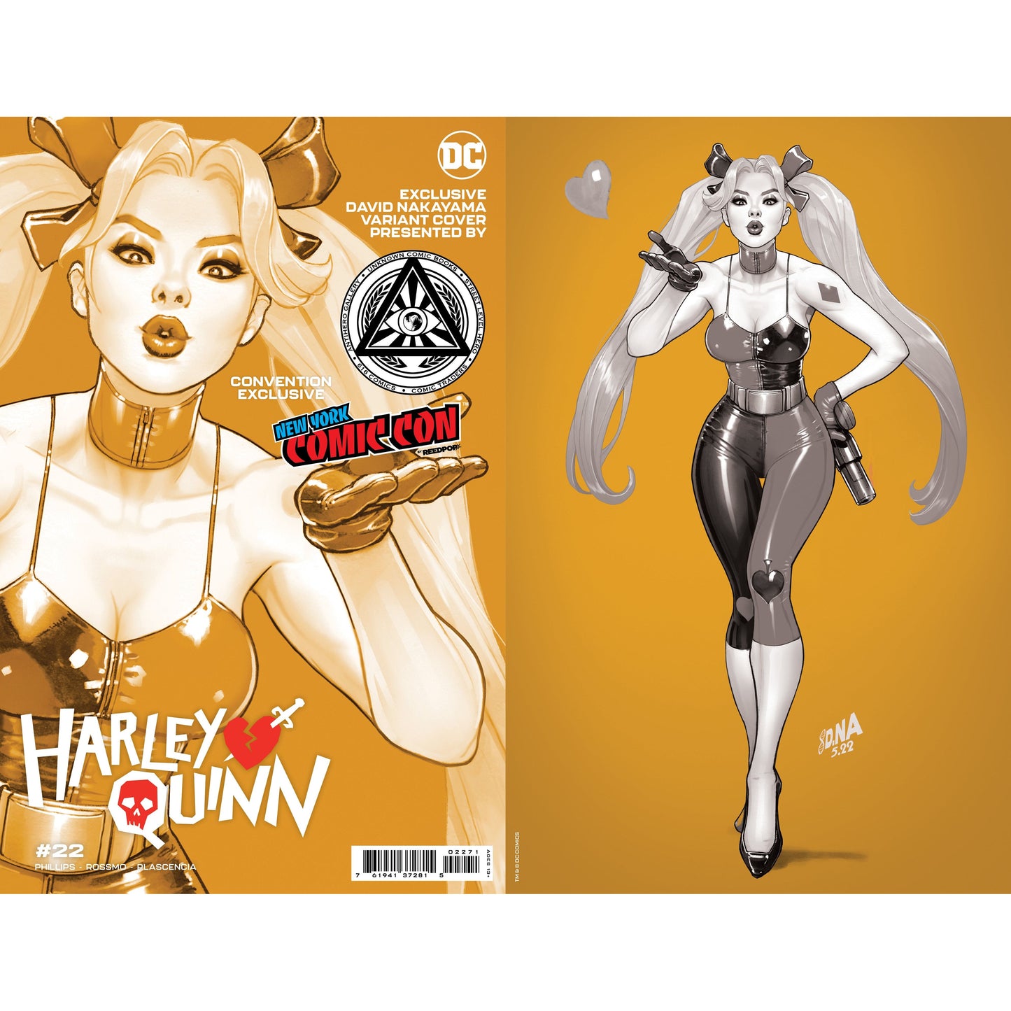 [FOIL] HARLEY QUINN #22 UNKNOWN COMICS DAVID NAKAYAMA GOLD FOIL VIRIGN NYCC 2022 B&W COLOR BLEED VAR (09/28/2022)