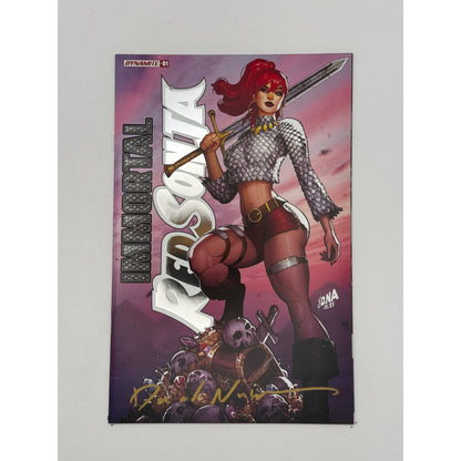 [SIGNED by David Nakayama] IMMORTAL RED SONJA #1 DAVID NAKAYAMA EXCLUSIVE FOIL STAMPED LOGO VAR (11/30/2022) - Plastic Empire