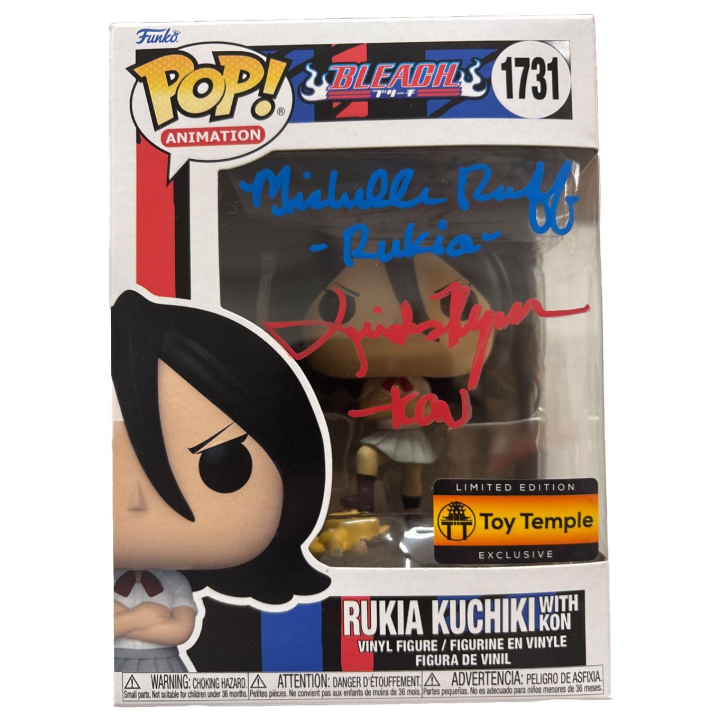 Michelle Ruff and Quinton Flynn dual signed Rukia Kuchiki with Kon Funko Pop! #1731 Toy Temple Ex JSA Authenticated autograph