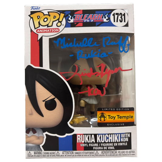 Michelle Ruff and Quinton Flynn dual signed Rukia Kuchiki with Kon Funko Pop! #1731 Toy Temple Ex JSA Authenticated autograph