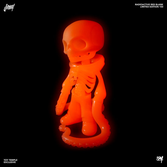 JIMMY VINYL 8" RADIOACTIVE RED BLANK COLORWAY BY 8PM TOY TEMPLE EXCLUSIVE FIGURE