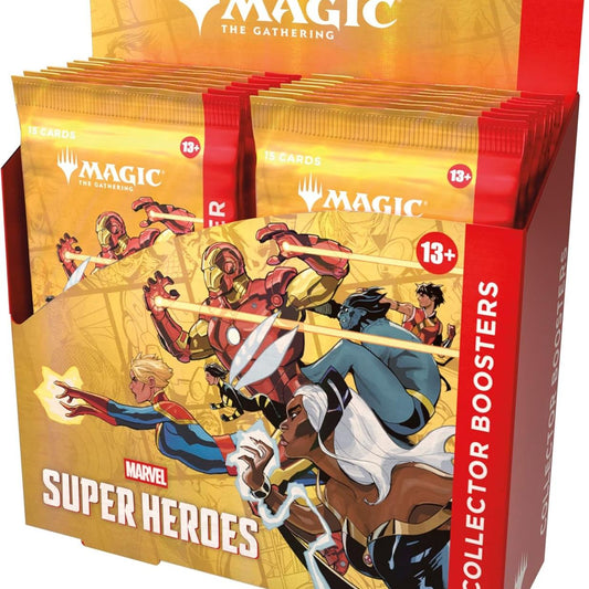 Packaging of 'Magic: The Gathering' Marvel Super Heroes collector boosters