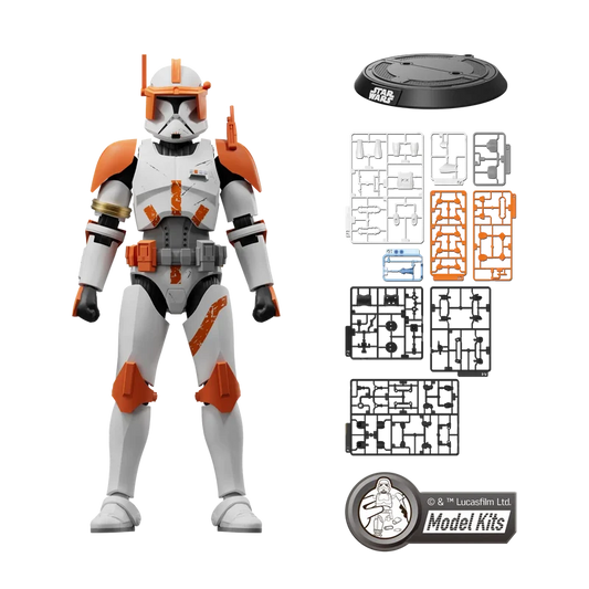 Plastic Empire Star Wars Clone Commander Cody action figure with detailed armor and helmet, posed in a dynamic stance.