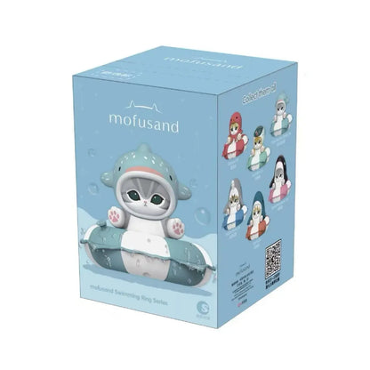 Mofusand toy packaging with a blue background