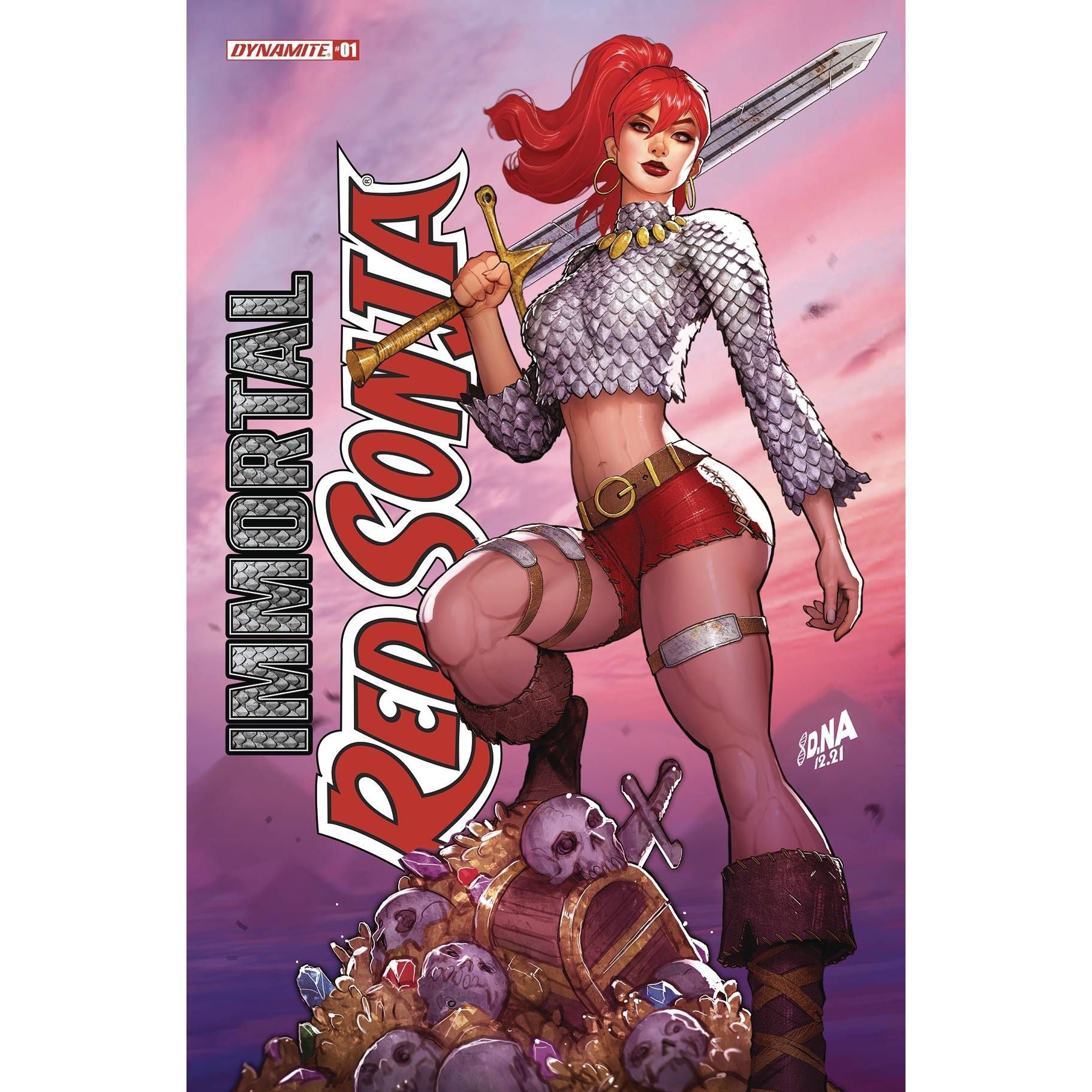 [SIGNED by David Nakayama] IMMORTAL RED SONJA #1 DAVID NAKAYAMA EXCLUSIVE FOIL STAMPED LOGO VAR (11/30/2022) - Plastic Empire