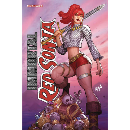 [SIGNED by David Nakayama] IMMORTAL RED SONJA #1 DAVID NAKAYAMA EXCLUSIVE FOIL STAMPED LOGO VAR (11/30/2022) - Plastic Empire