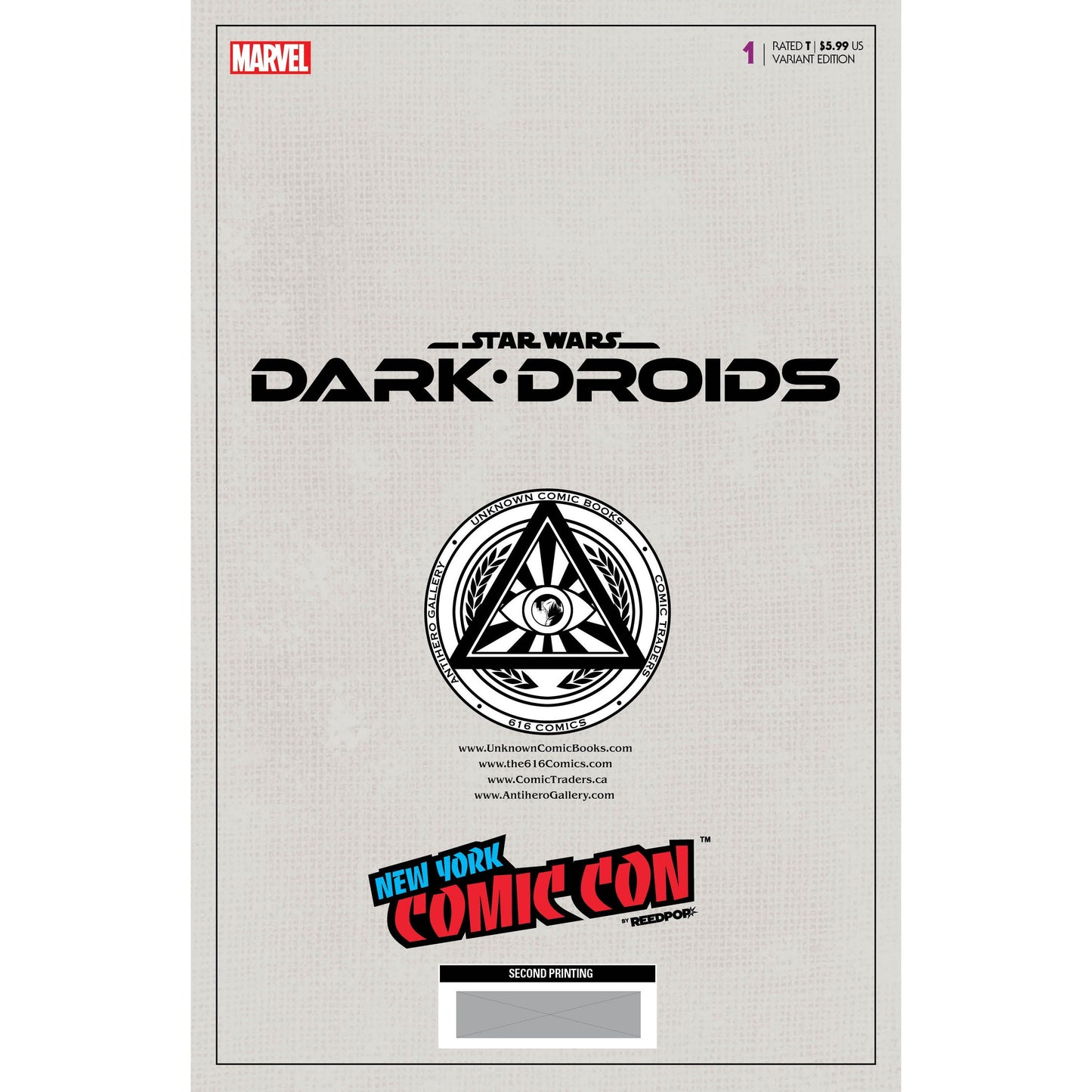 Star Wars: Dark Droids #1 [Dd] Unknown Comics Giuseppe Camuncoli NYCC 2023  Exclusive 2Nd Printing Var (10/18/2023)
