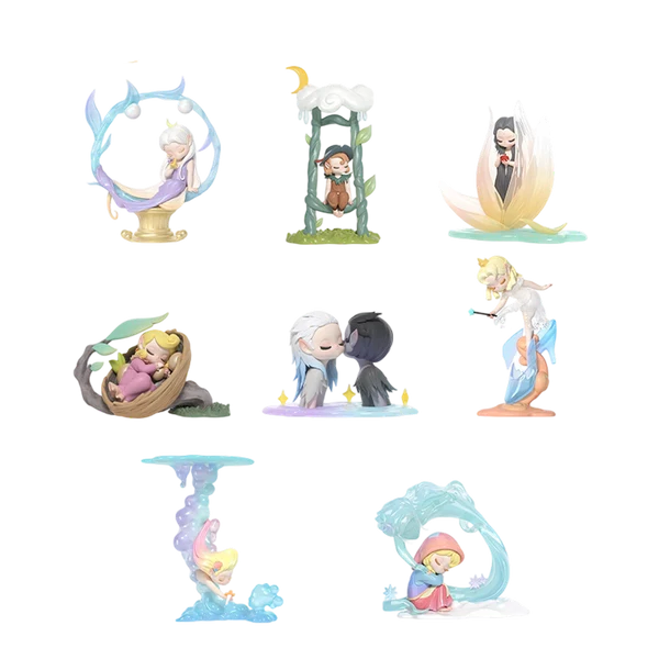 Set of small figurines on a white background