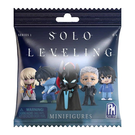 Plastic Empire Solo Leveling minifigure mystery bag featuring a collectible figure from the Solo Leveling series, displayed in a mystery bling bag.