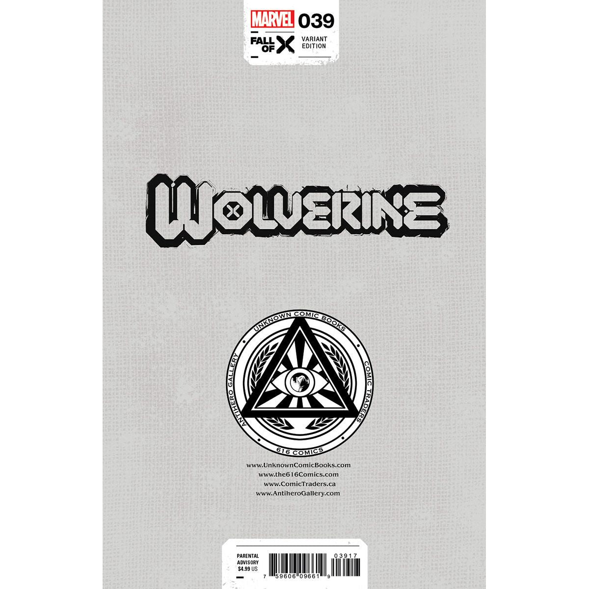 WOLVERINE #39 [FALL] UNKNOWN COMICS STEPHEN SEGOVIA EXCLUSIVE VIRGIN VAR (11/22/2023) - Plastic Empire