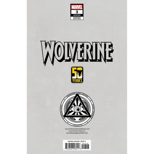 WOLVERINE #3 UNKNOWN COMICS MICO SUAYAN CONNECTING COVER EXCLUSIVE VIRGIN VAR (11/20/2024)