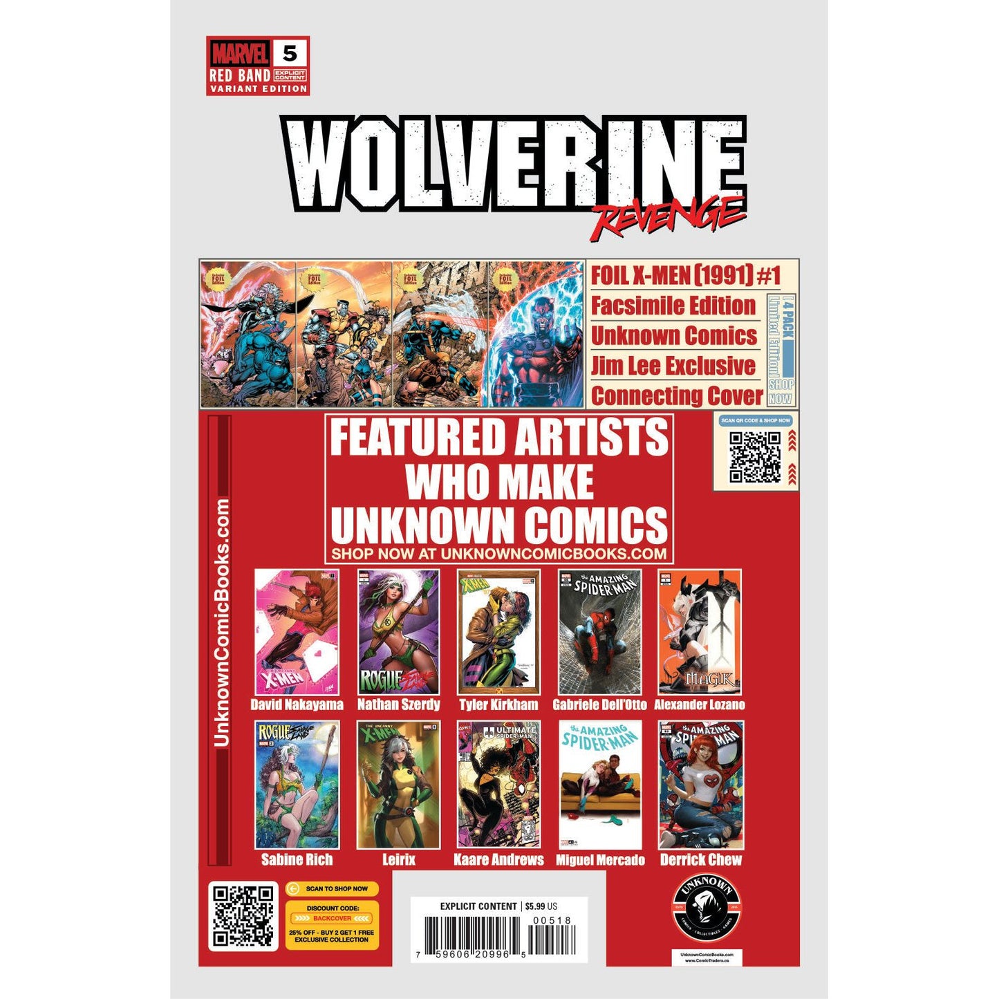 Wolverine Revenge #5 Red Band Unknown Comics Exclusive Tyler Kirkham Virgin BATTLE DAMAGED Var [Polybagged] Explicit Content (03/26/2025)