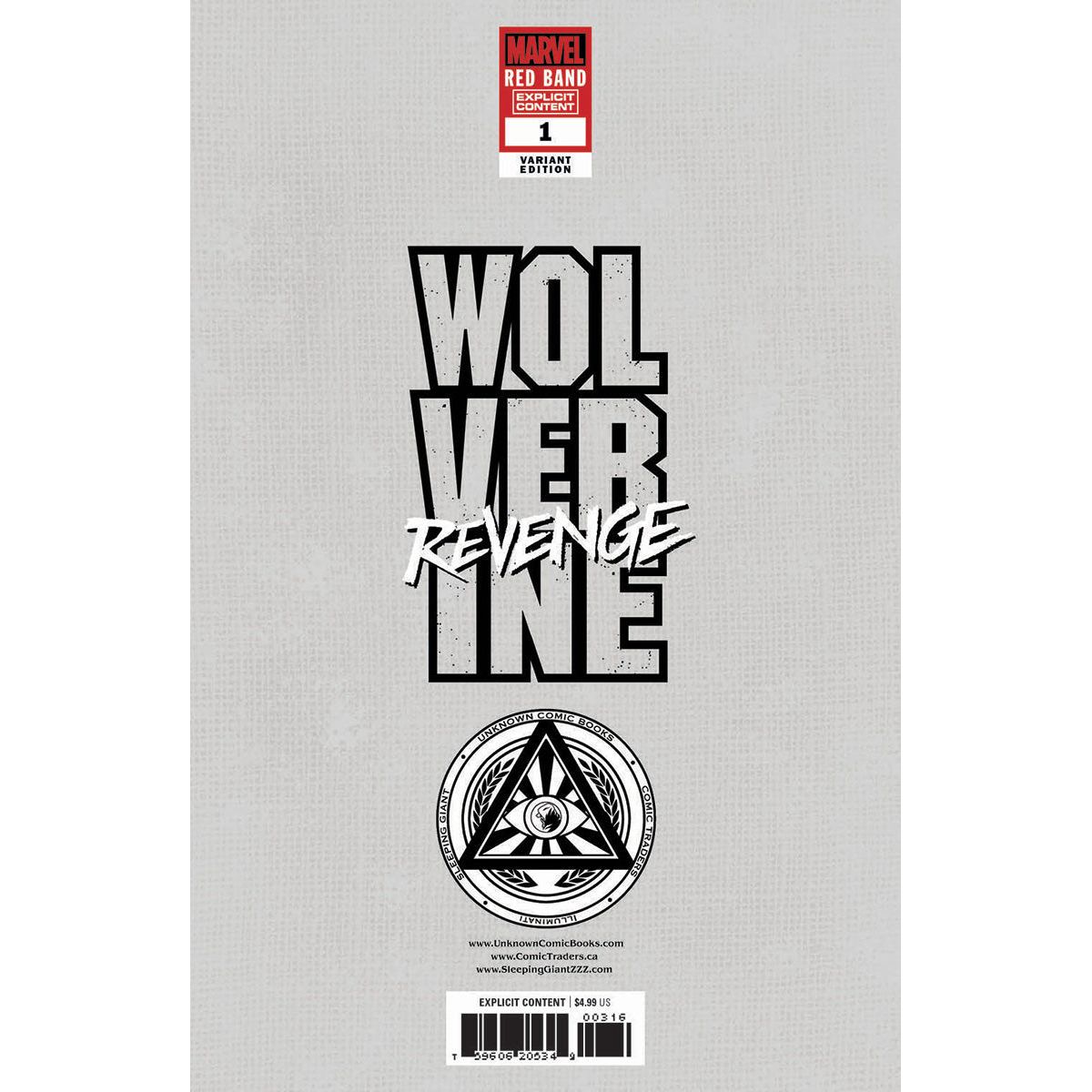 [2 Pack] Wolverine: Revenge - Red Band #1 Unknown Comics Puppetter Lee Exclusive Var  [Polybagged] Explicit Content (08/21/2024)