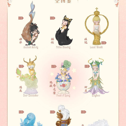 Collection of colorful animated characters on a light pink background