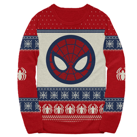 Marvel Spider-Man Symbol Offcially Licesned Adult Holiday Ugly Christmas Sweater