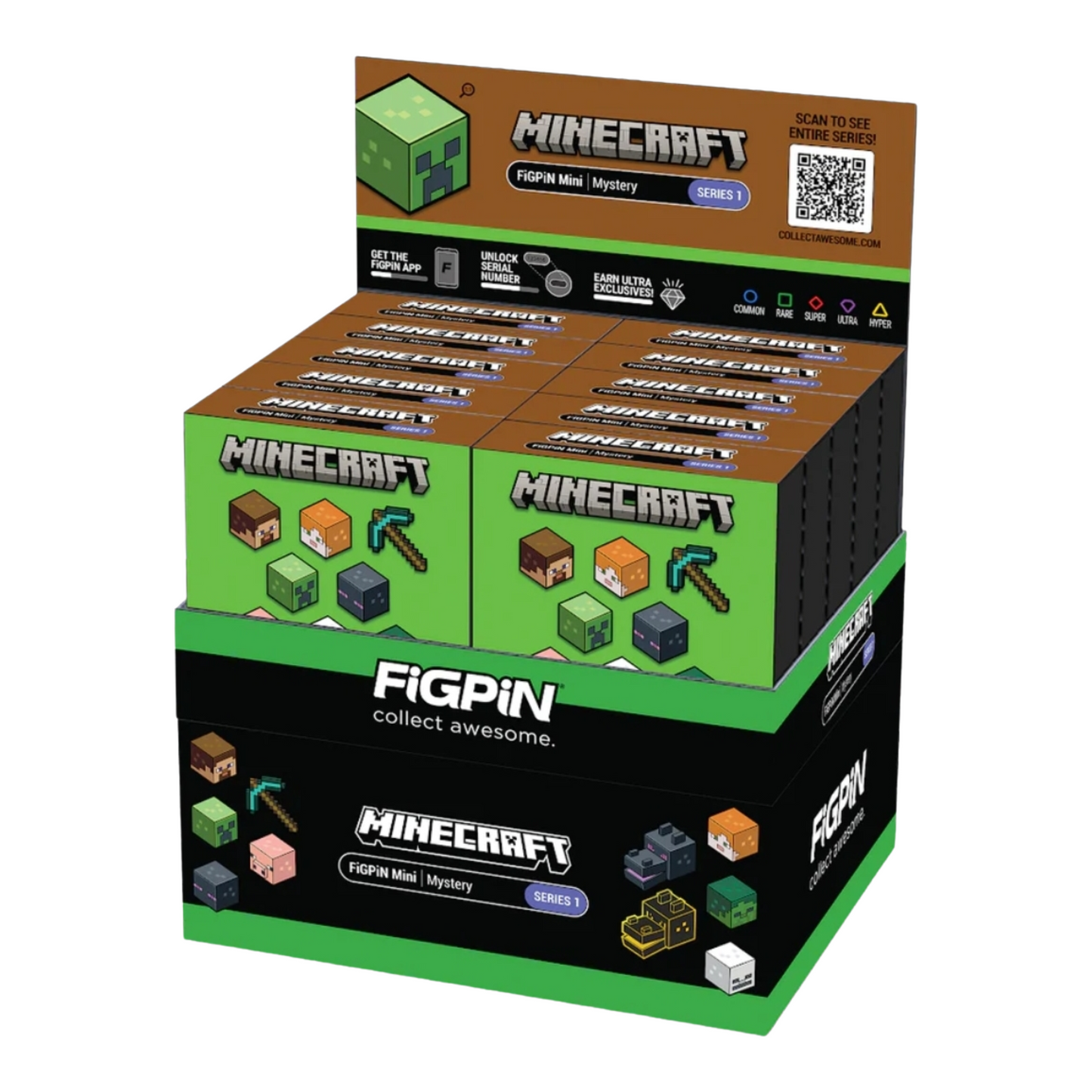 Figpin Minecraft Mystery Mini Series 1 - PDQ 10-pack - Plastic Empire