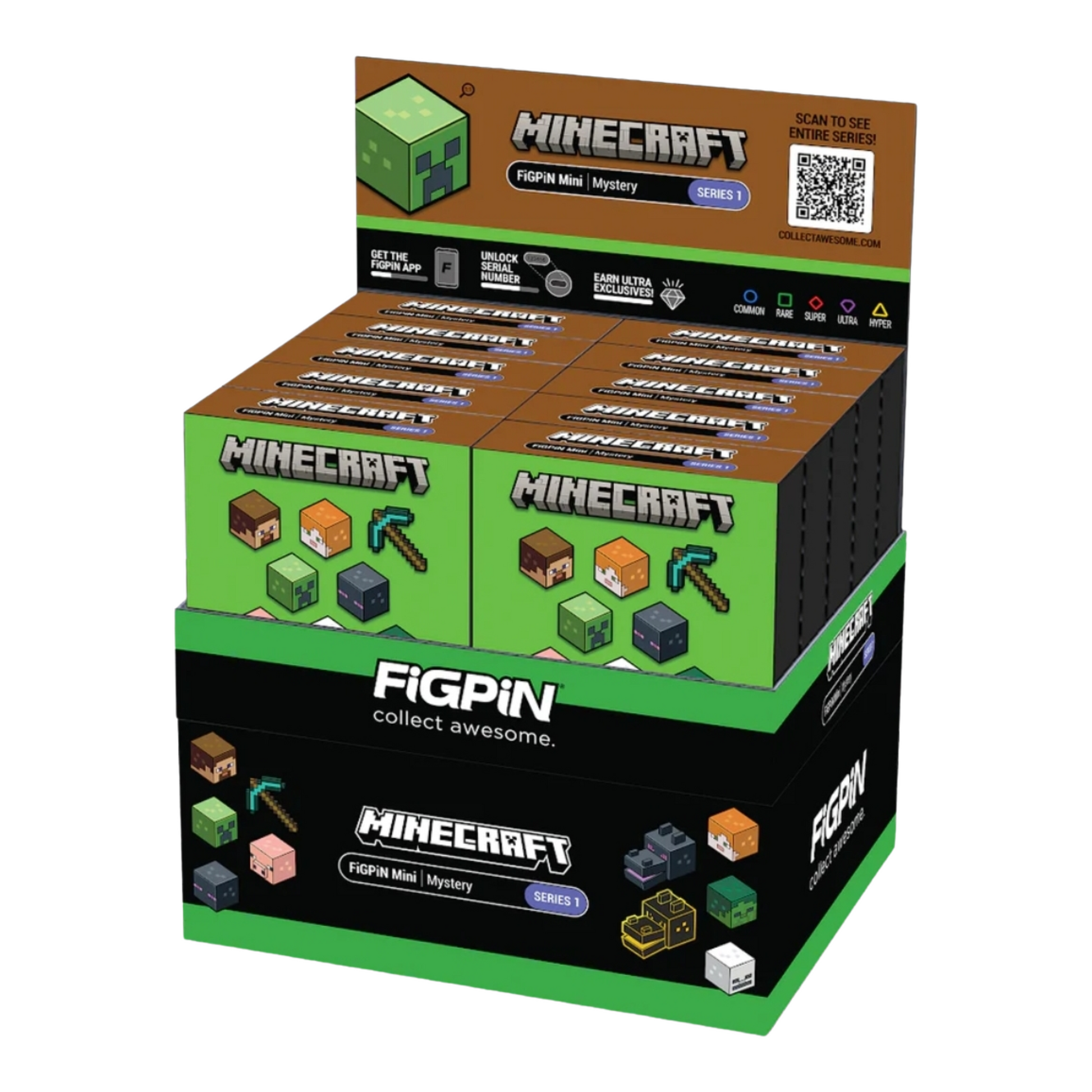 Figpin Minecraft Mystery Mini Series 1 - PDQ 10-pack - Plastic Empire