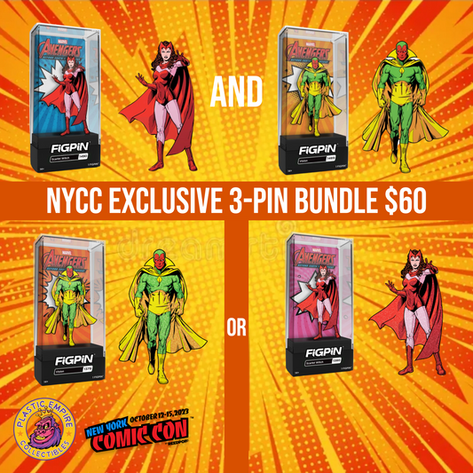 NYCC 2023 FIGPIN VISION & SCARLETT WITCH 3 PIN BUNDLE FIGPIN W/ (1) GUARANTEED GLITTER CHASE IN STOCK