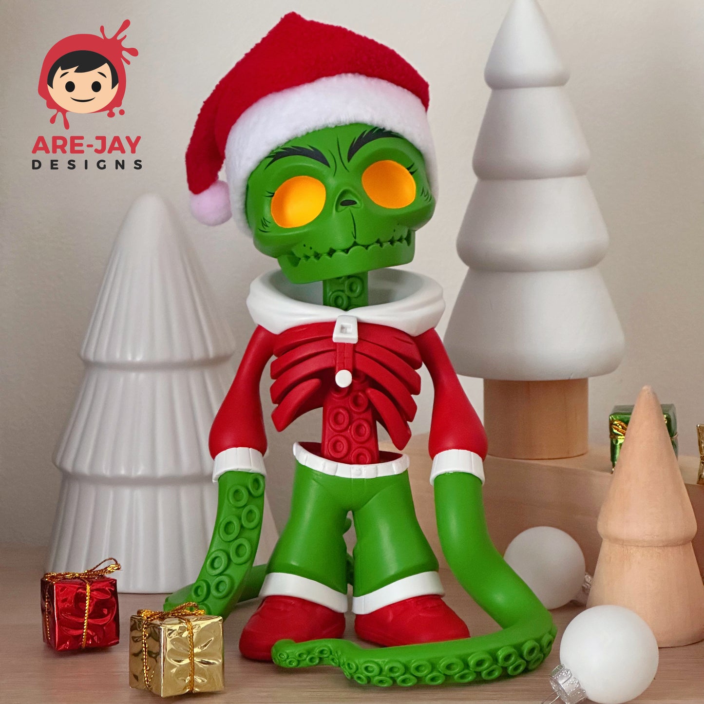 Jimmy Vinyl 8" Santa Grinch Colorway CHANCE of GLOW CHASE By Are-Jay Designs Customs Plastic Empire Exclusive Figure Limited Edition 10 & LE 5 Glow Chase